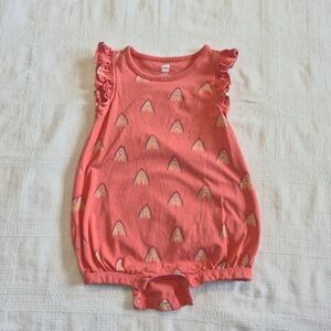Tea Collection girls size 12-18 months terra cotta romper vguc